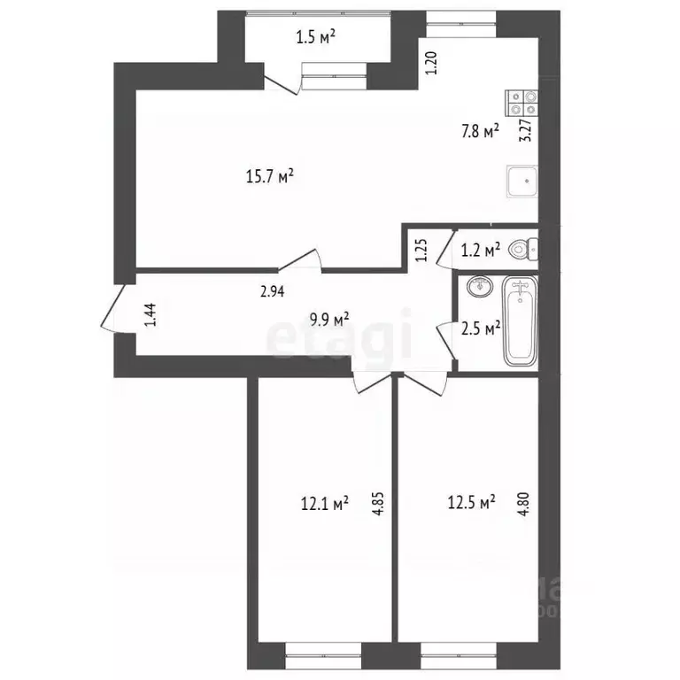 2-к кв. Забайкальский край, Чита ул. Бутина, 73 (61.7 м) - Фото 2