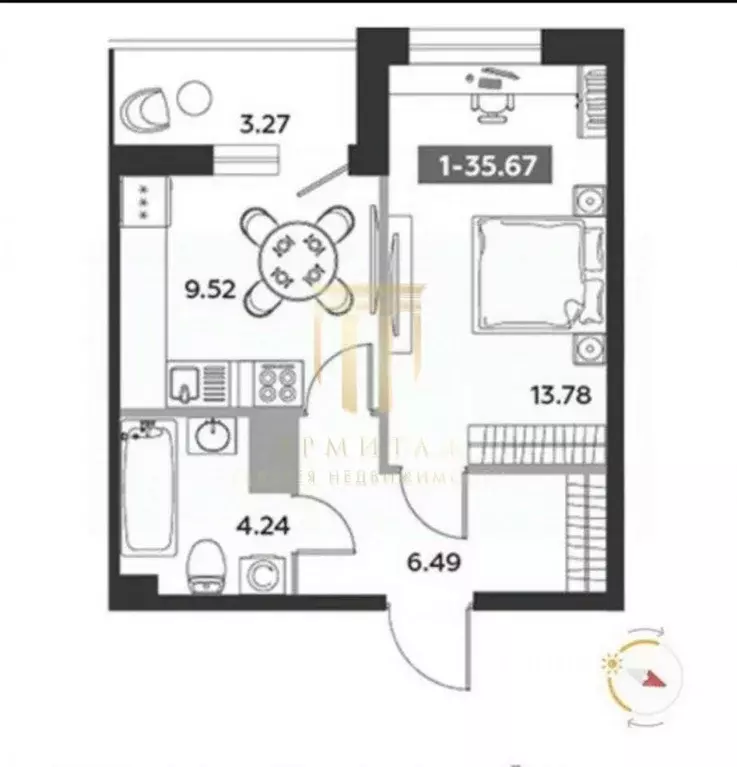 1-к кв. Санкт-Петербург бул. Головнина, 6к1 (34.03 м) - Фото 1