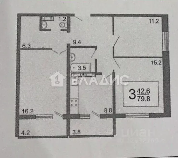 3-к кв. Пензенская область, Пензенский район, Засечный сельсовет, с. ... - Фото 2