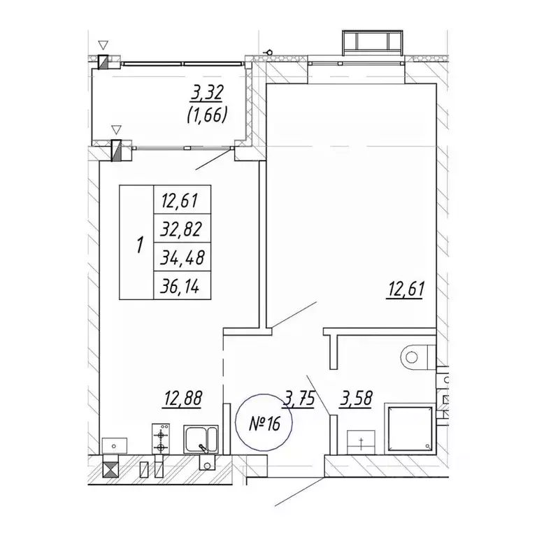 1-к кв. Калининградская область, Зеленоградск  (36.14 м) - Фото 1