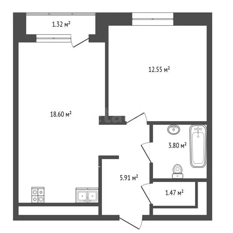 1-комнатная квартира: Тюмень, улица Судостроителей, 48 (42.33 м) - Фото 1