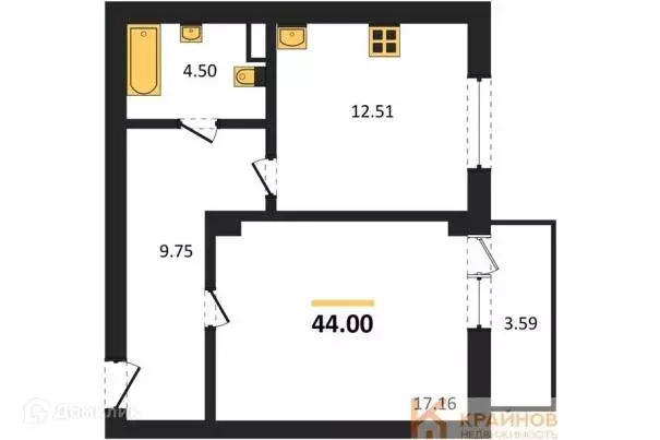 Продаётся 1-к квартира, 44 м - Фото 0