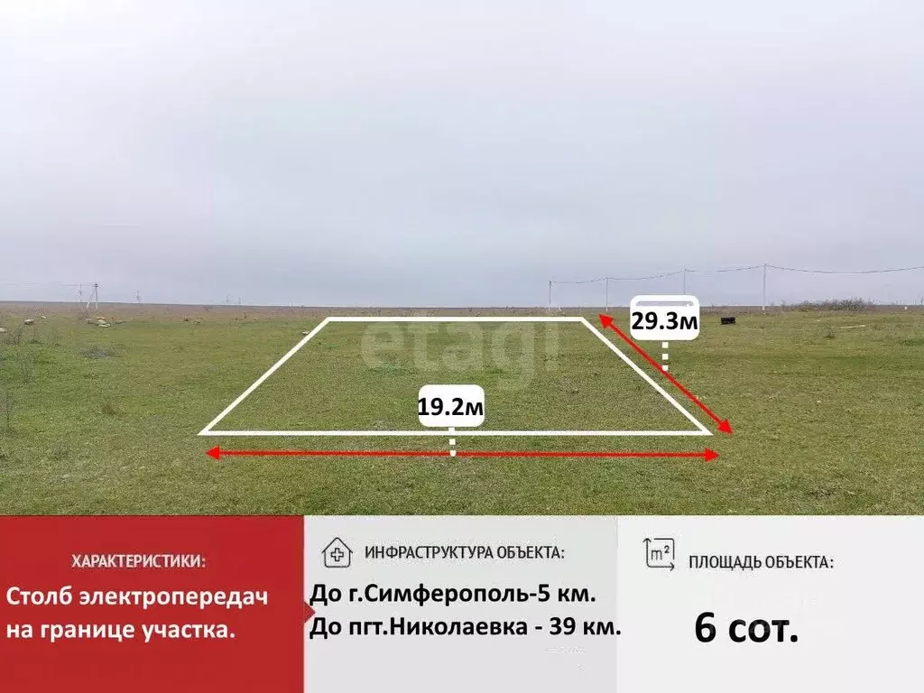 Участок в Крым, Симферопольский район, с. Мирное  (6.0 сот.) - Фото 1