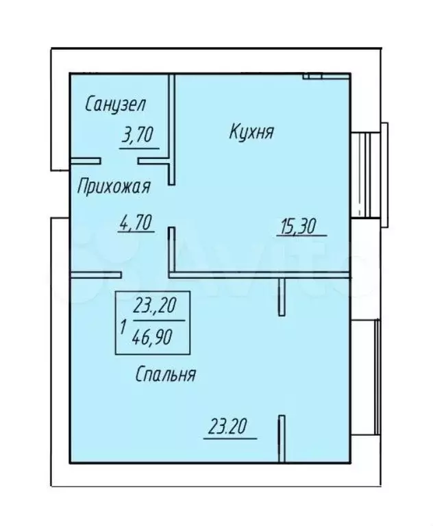 1-к. квартира, 47 м, 3/4 эт. - Фото 0