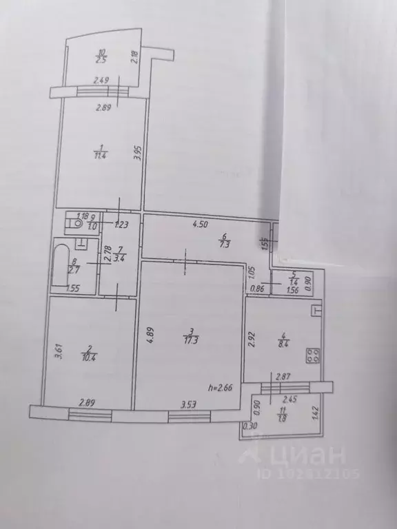 3-к кв. Татарстан, Казань ул. Хайдара Бигичева, 18 (63.3 м) - Фото 2