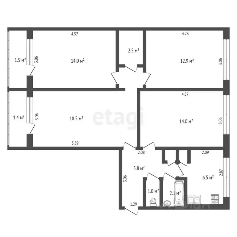 4-к кв. Мордовия, Саранск ул. Семашко, 2 (78.0 м) - Фото 1