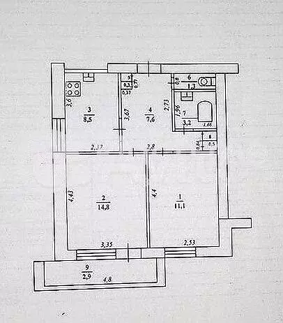 2-к. квартира, 47,3 м, 2/9 эт. - Фото 0
