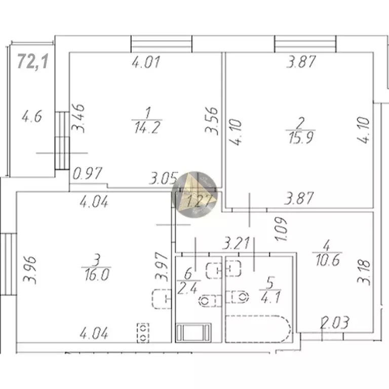 2-к кв. Санкт-Петербург бул. Александра Грина, 4 (72.1 м) - Фото 2
