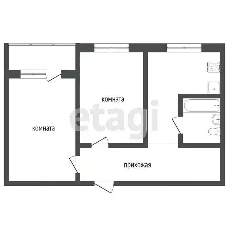 2-к кв. Коми, Сыктывкар ул. Маяковского, 5 (44.8 м) - Фото 2