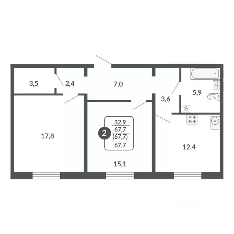 2-к кв. Кировская область, Киров  (67.7 м) - Фото 0