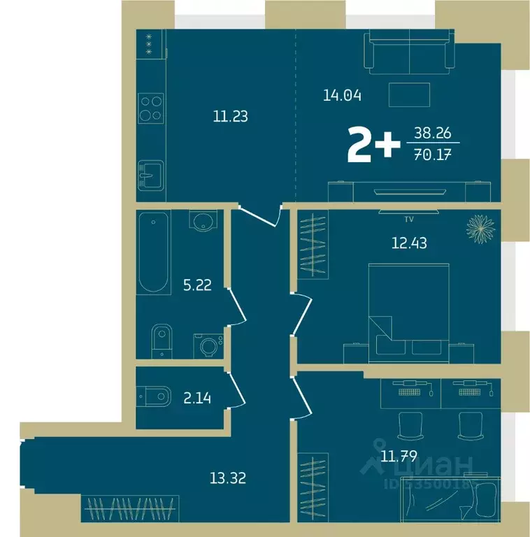 2-к кв. Башкортостан, Уфа Революционная ул., 39/4 (70.17 м) - Фото 1