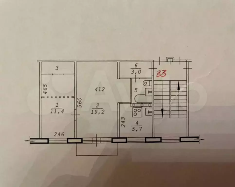 2-к. квартира, 44,5 м, 4/5 эт. - Фото 0