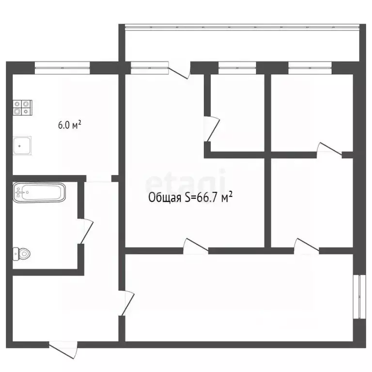 4-к кв. Брянская область, Брянск просп. Ленина, 41 (70.8 м) - Фото 1