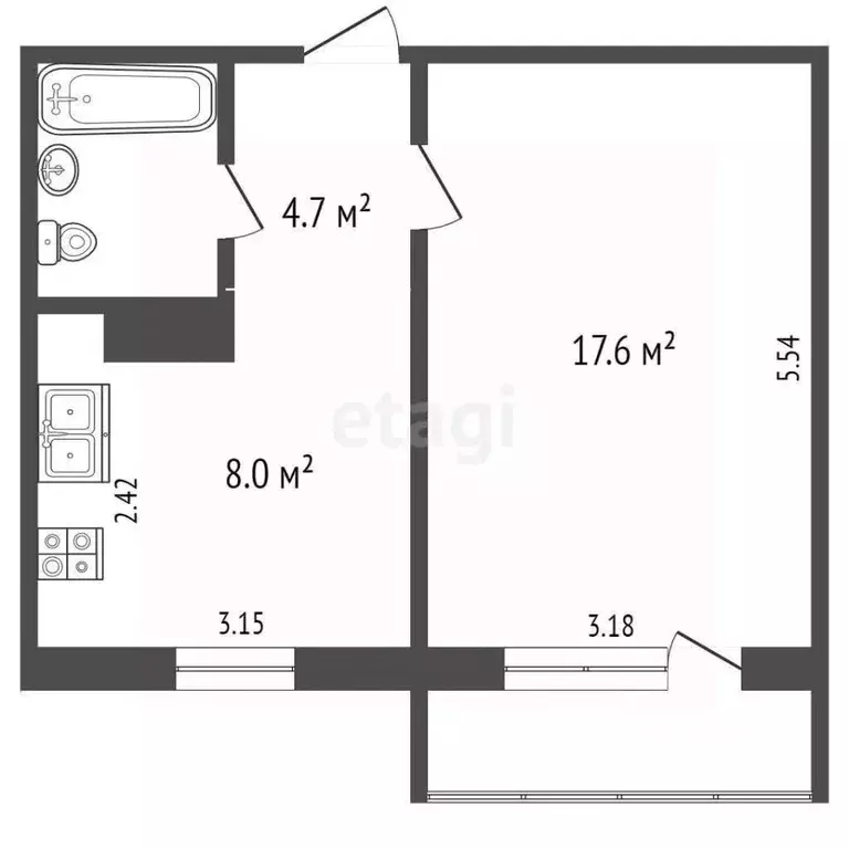 1-к кв. Ямало-Ненецкий АО, Ноябрьск просп. Мира, 82В (34.1 м) - Фото 2