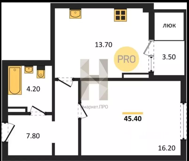 1-к кв. Крым, Симферополь ул. Караманова, 3 (45.4 м) - Фото 1