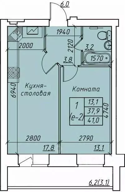 1-к кв. Вологодская область, Вологда  (41.0 м) - Фото 0