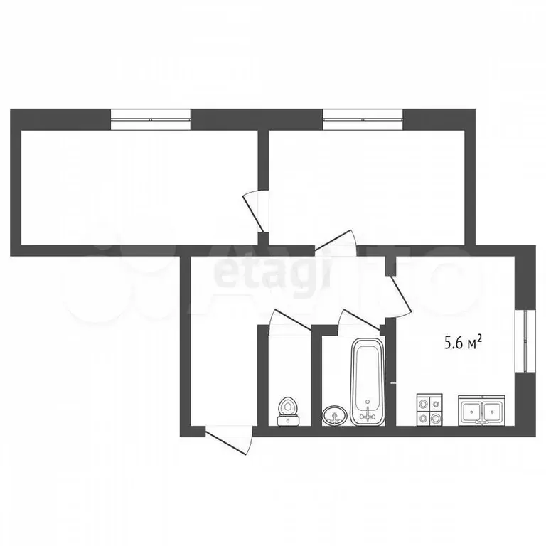 2-к. квартира, 39 м, 5/5 эт. - Фото 0