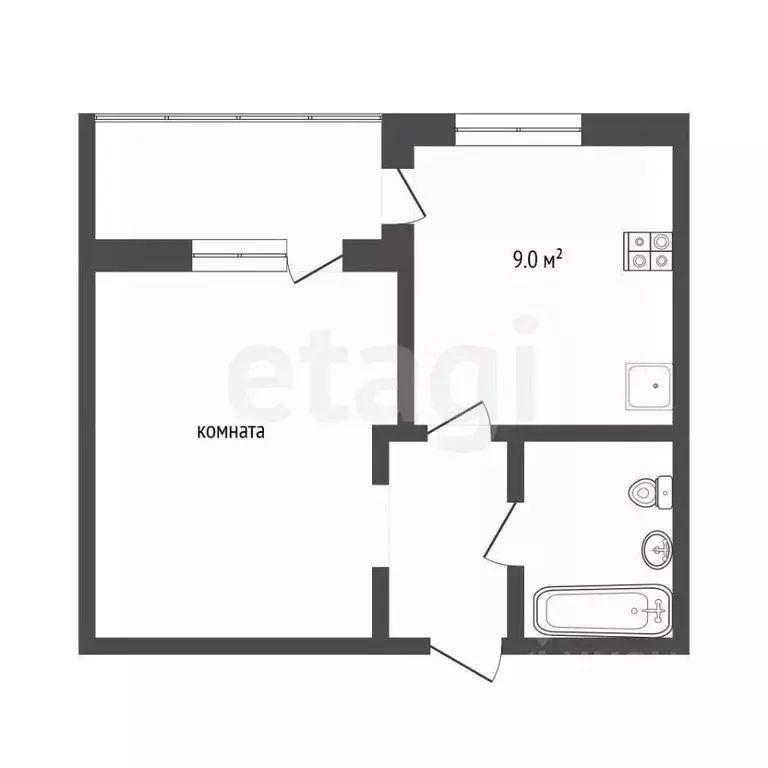 1-к кв. Крым, Симферополь ул. Батурина (32.0 м) - Фото 2