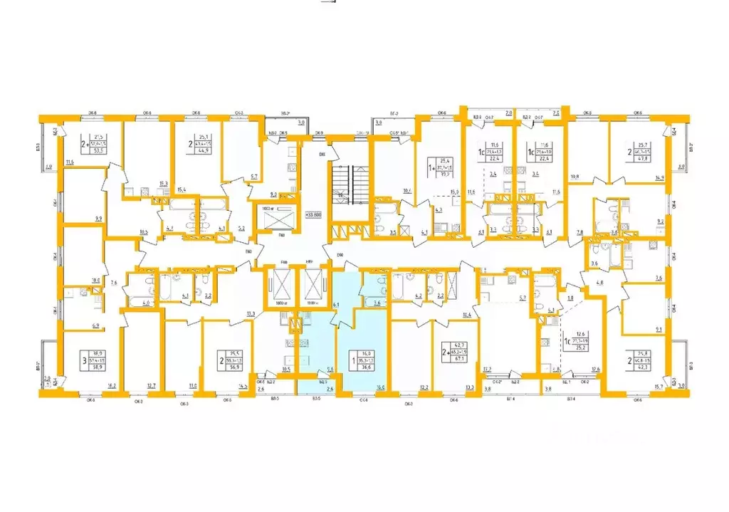 1-к кв. Башкортостан, Уфа Инорс-4Б мкр, Акварель жилой комплекс (36.6 ... - Фото 2