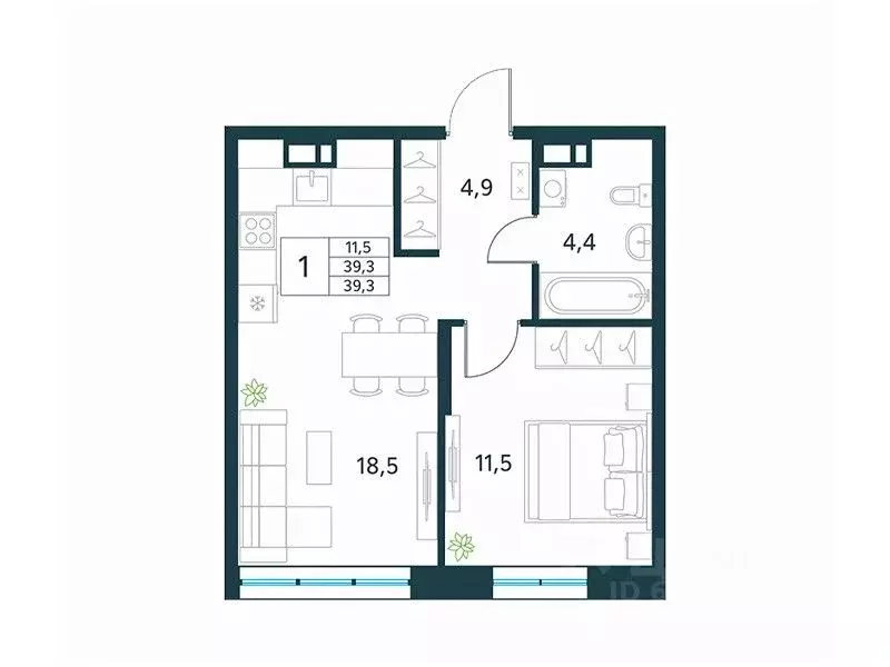 1-к кв. Забайкальский край, Чита Хороший мкр, 15 (39.3 м) - Фото 1