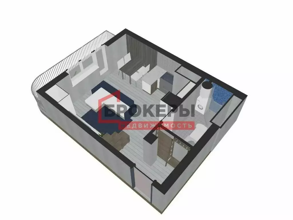 Квартира-студия: Севастополь, улица Адмирала Фадеева, 18 (36.8 м) - Фото 1