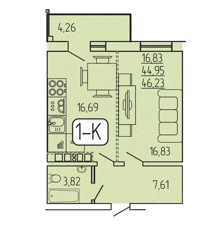 1-к кв. Бурятия, Улан-Удэ 140Б мкр,  (46.23 м) - Фото 0