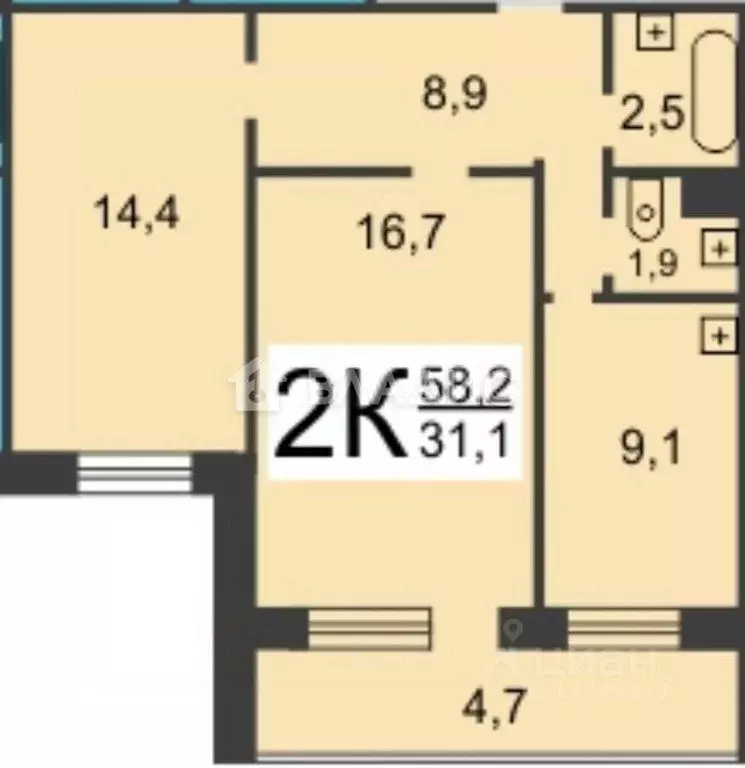 2-к кв. Нижегородская область, Нижний Новгород Мещерское Озеро ... - Фото 2