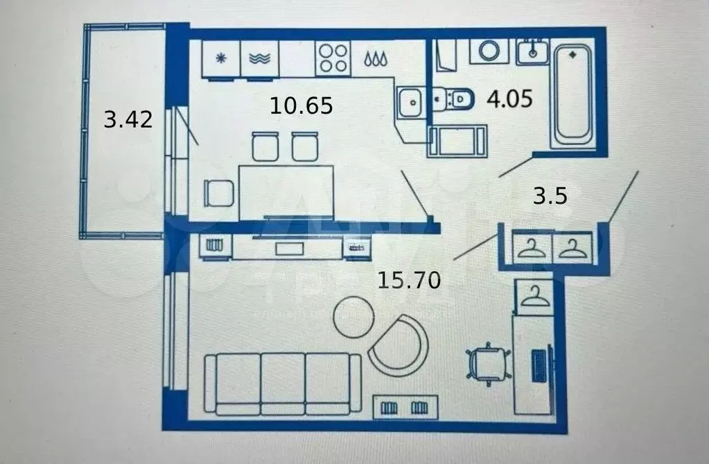 1-к. квартира, 37,3 м, 3/12 эт. - Фото 0