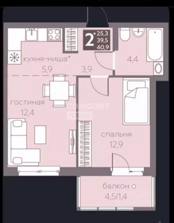 2-к кв. Пермский край, Пермь ул. Серебристая, 16 (39.4 м) - Фото 2