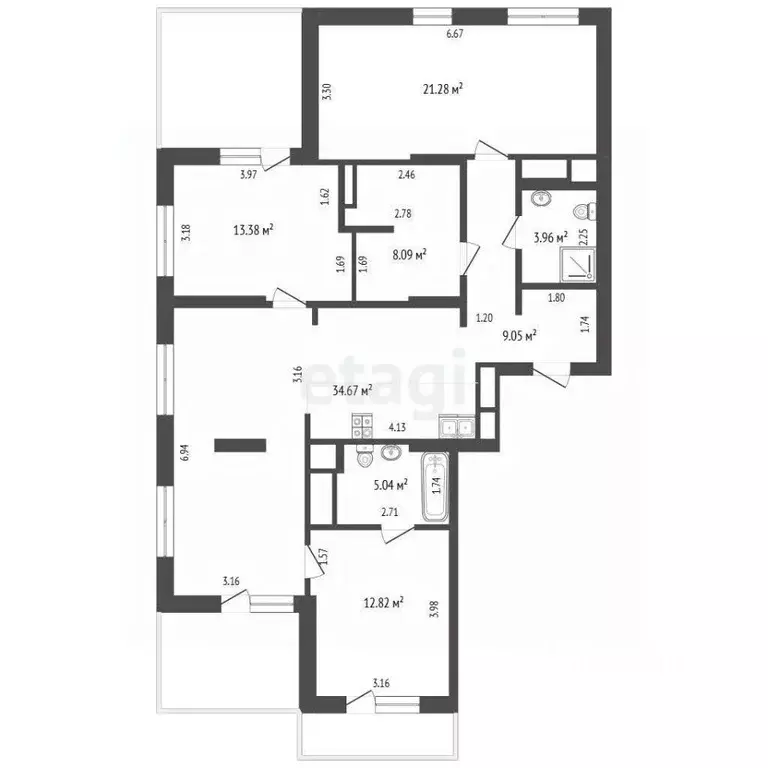 3-к кв. Тюменская область, Тюмень ул. Молодогвардейцев, 5к1 (110.0 м) - Фото 2