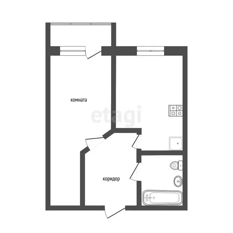 1-комнатная квартира: посёлок Заволжье, улица Новосёлов, 18 (32.6 м) - Фото 0