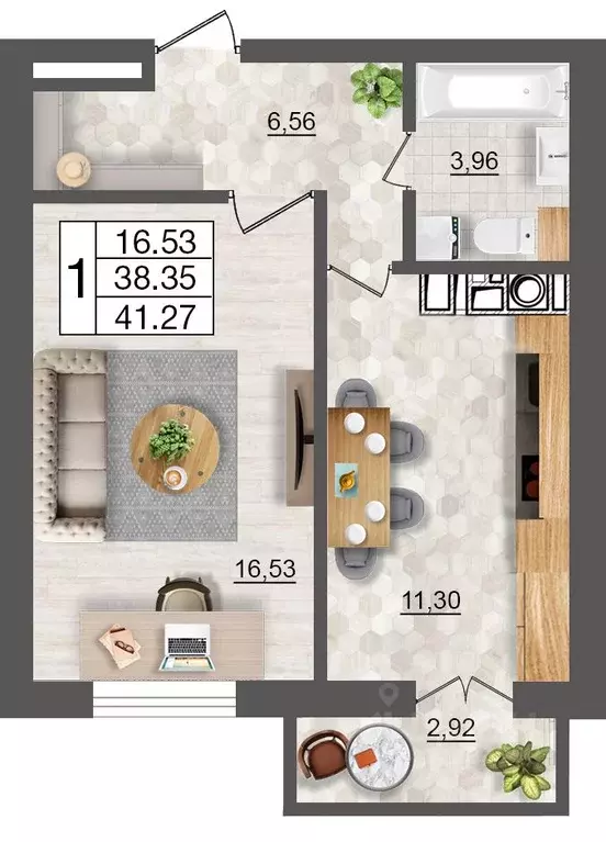 1-к кв. Смоленская область, Смоленск Максимум жилой комплекс (41.27 м) - Фото 1