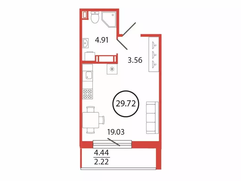 Квартира-студия: Бугры, Шоссейная улица, 2 (29.72 м) - Фото 1