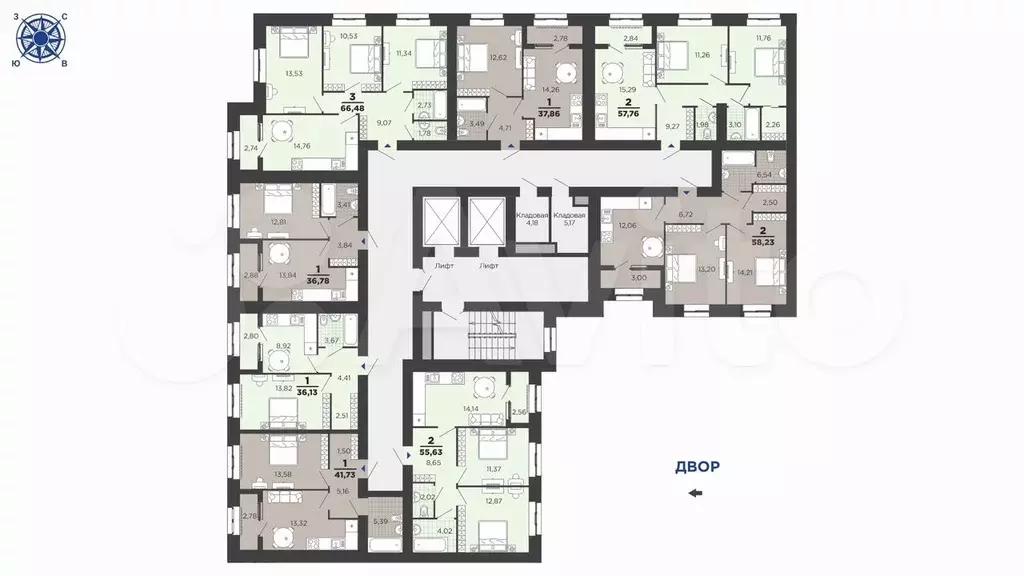 1-к. квартира, 36,1 м, 15/16 эт. - Фото 1