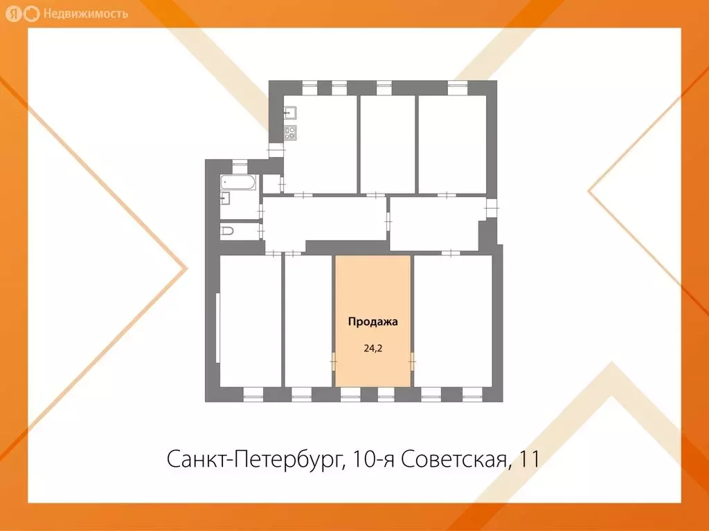 Квартира-студия: Санкт-Петербург, 10-я Советская улица, 11 (32 м) - Фото 2