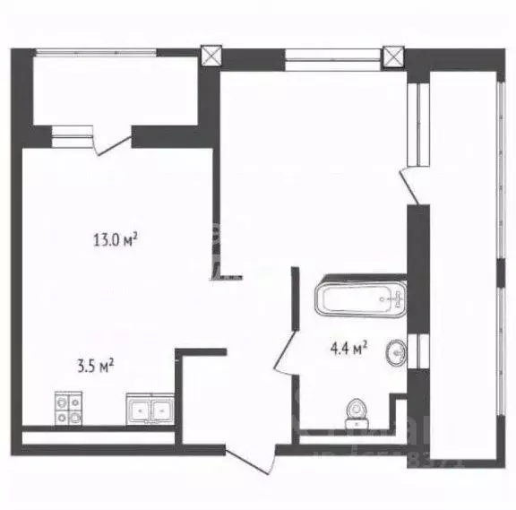 1-к кв. Тюменская область, Тюмень ул. Василия Малкова, 9 (37.0 м) - Фото 2