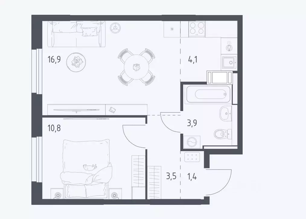 1-к кв. Московская область, Мытищи пер. 1-й Стрелковый, 5 (39.8 м) - Фото 2