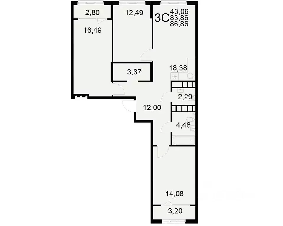 3-к кв. Рязанская область, Рязань ул. Бирюзова (83.86 м) - Фото 0