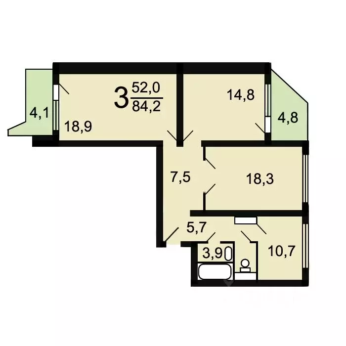 3-к кв. Москва ул. Рудневка, 43 (81.6 м) - Фото 2
