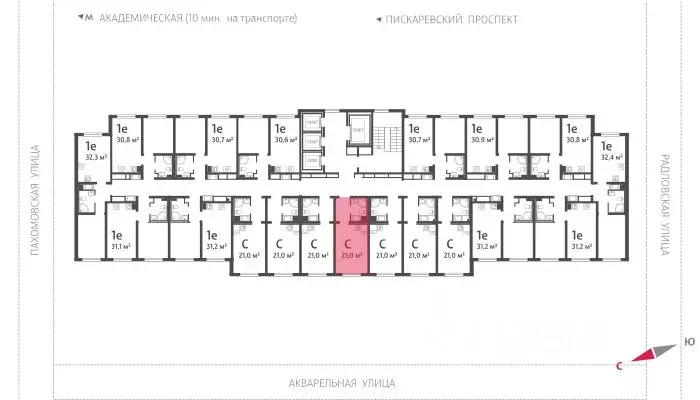 Студия Санкт-Петербург ул. Пахомовская, 12к2 (20.8 м) - Фото 1