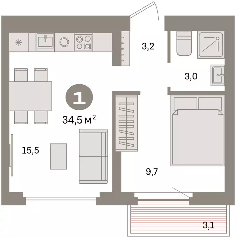 1-комнатная квартира: Екатеринбург, жилой район Сортировочный, ... - Фото 2