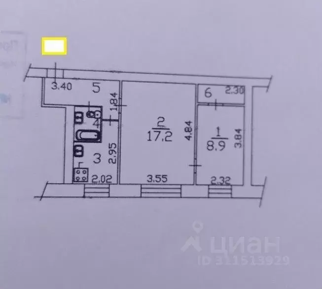 2-к кв. Вологодская область, Вологда Московское ш., 20 (39.0 м) - Фото 0