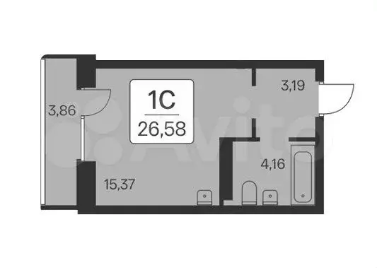 Квартира-студия, 26,6 м, 4/23 эт. - Фото 0