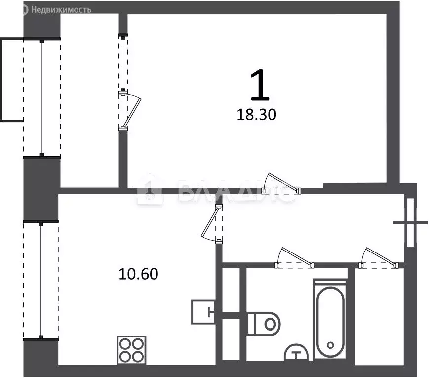 1-комнатная квартира: Москва, Клинская улица, 2А (40 м) - Фото 1