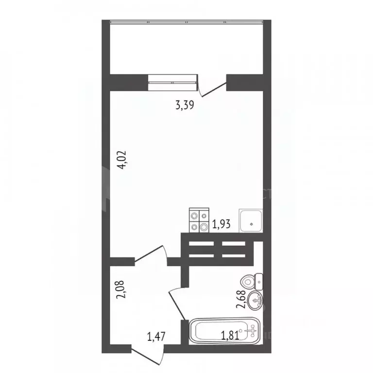 Студия Тюменская область, Тюмень ул. Газопромысловая, 8 (23.1 м) - Фото 2