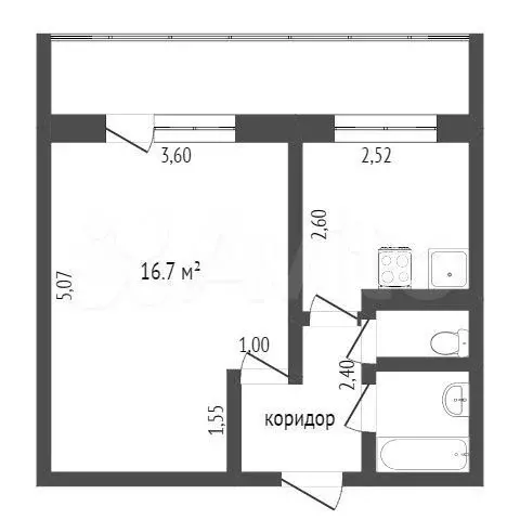 1-к. квартира, 29,3 м, 8/8 эт. - Фото 0