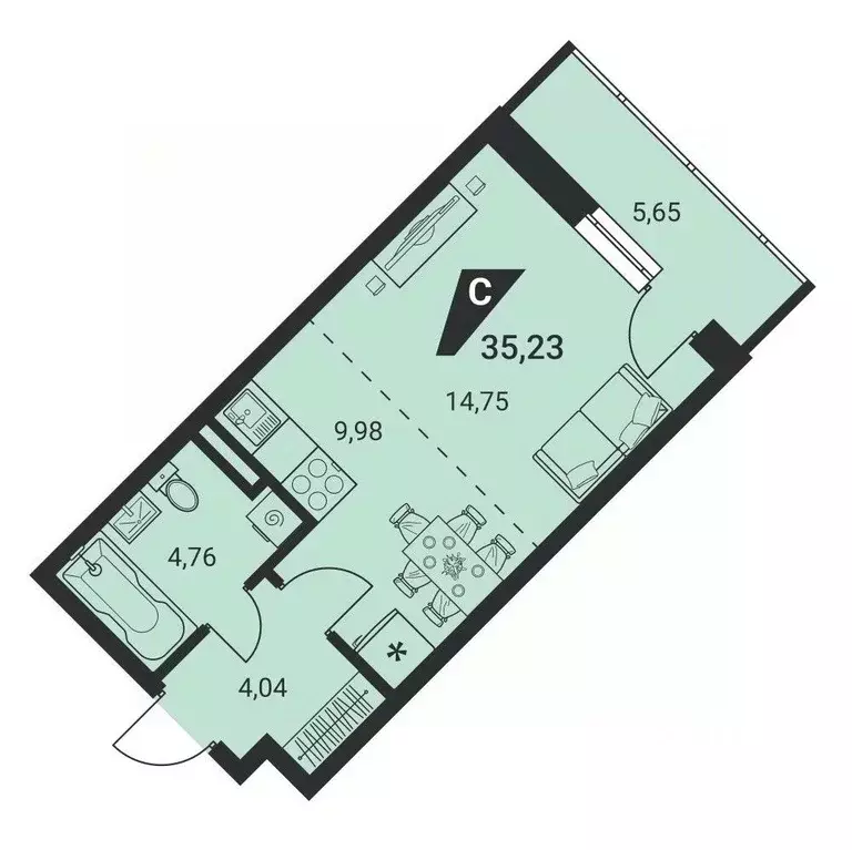 1-к кв. Свердловская область, Екатеринбург ул. Громова, 26 (35.23 м) - Фото 0