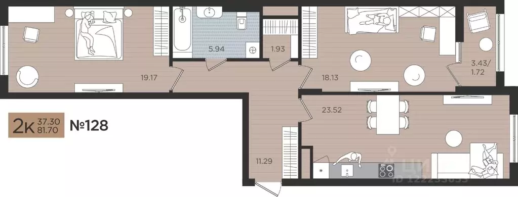 2-к кв. Калининградская область, Калининград Мой Город жилой комплекс ... - Фото 1