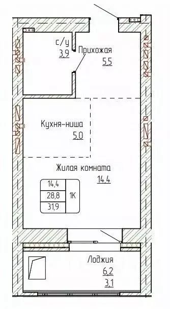 1-к кв. Алтайский край, Новоалтайск ул. Титова, 6 (31.9 м) - Фото 0