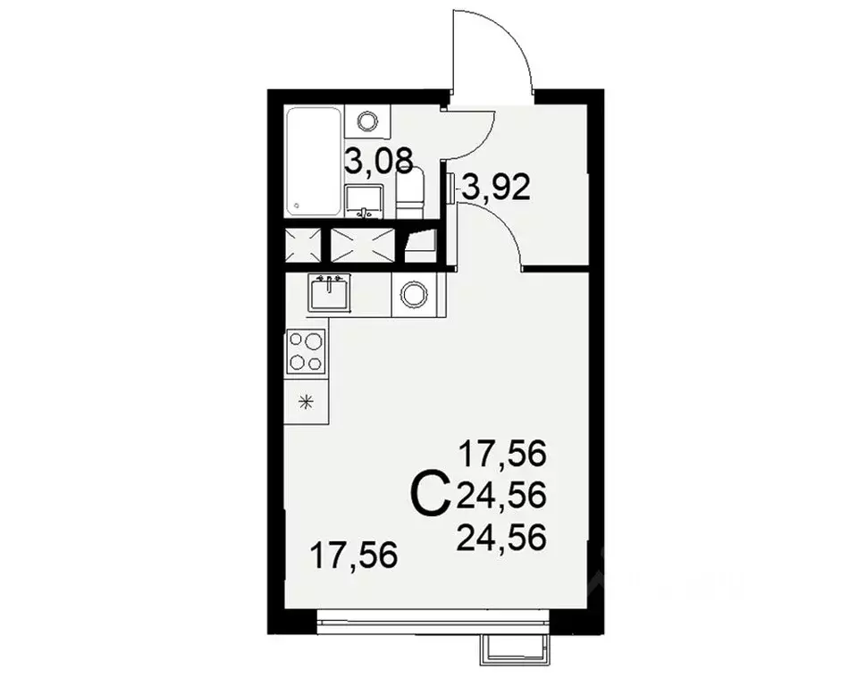 1-к кв. Тульская область, Тула ул. Коминтерна, 44 (24.56 м) - Фото 0